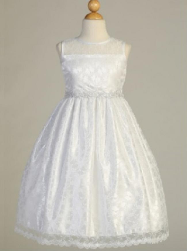 Lace w/Silver Corded Dress-Wht